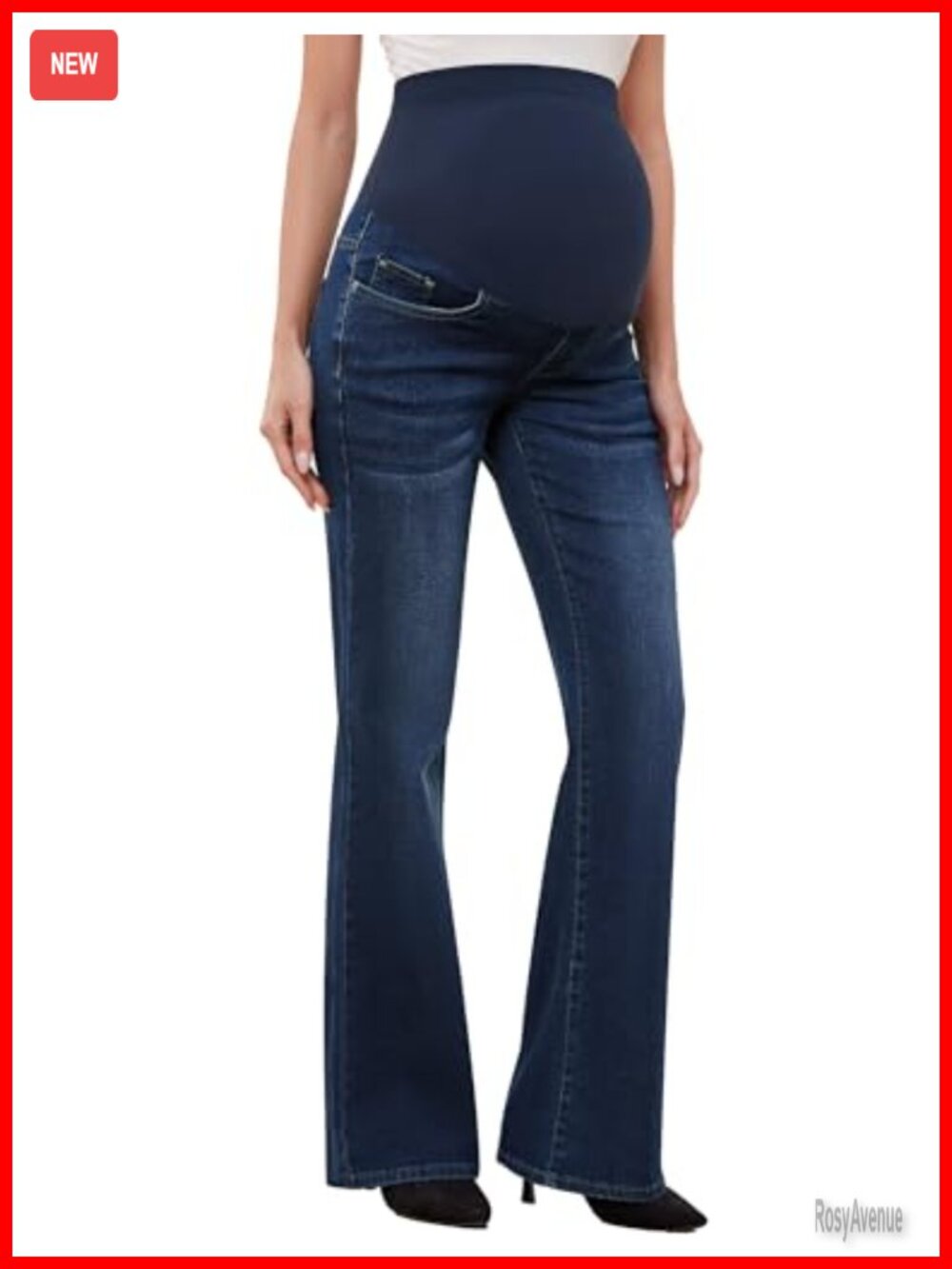 GLAMIX Women's Stretch Maternity Bootcut Jeans Over Belly Flare Denim Pants